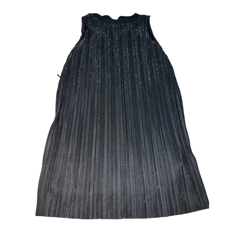 The Limited small NEW black silver pleated high neck mini dress